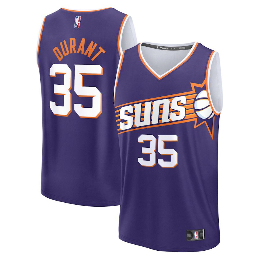 Men Phoenix Suns 35 Kevin Durant Fanatics Branded Purple Icon Edition 2023-24 Fast Break Replica NBA Jersey